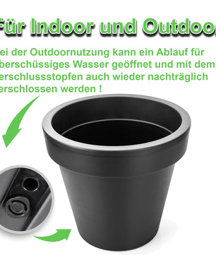Blumentopf XXL ø60 cm classic anthrazit mit 360 Grad Rollen verschließbarer Wasserablauf 3