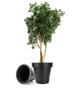 2x Blumentopf XXL ø60 cm classic anthrazit + 360 Grad Rollen verschließbarer Wasserablauf