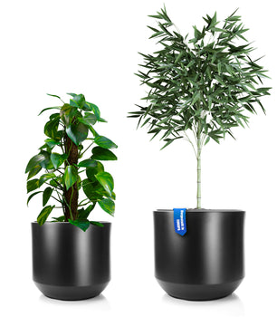 2er Set Blumentopf ø 40 + 46 cm anthrazit mit herausnehmbaren Innentopf - Pflanzkübel