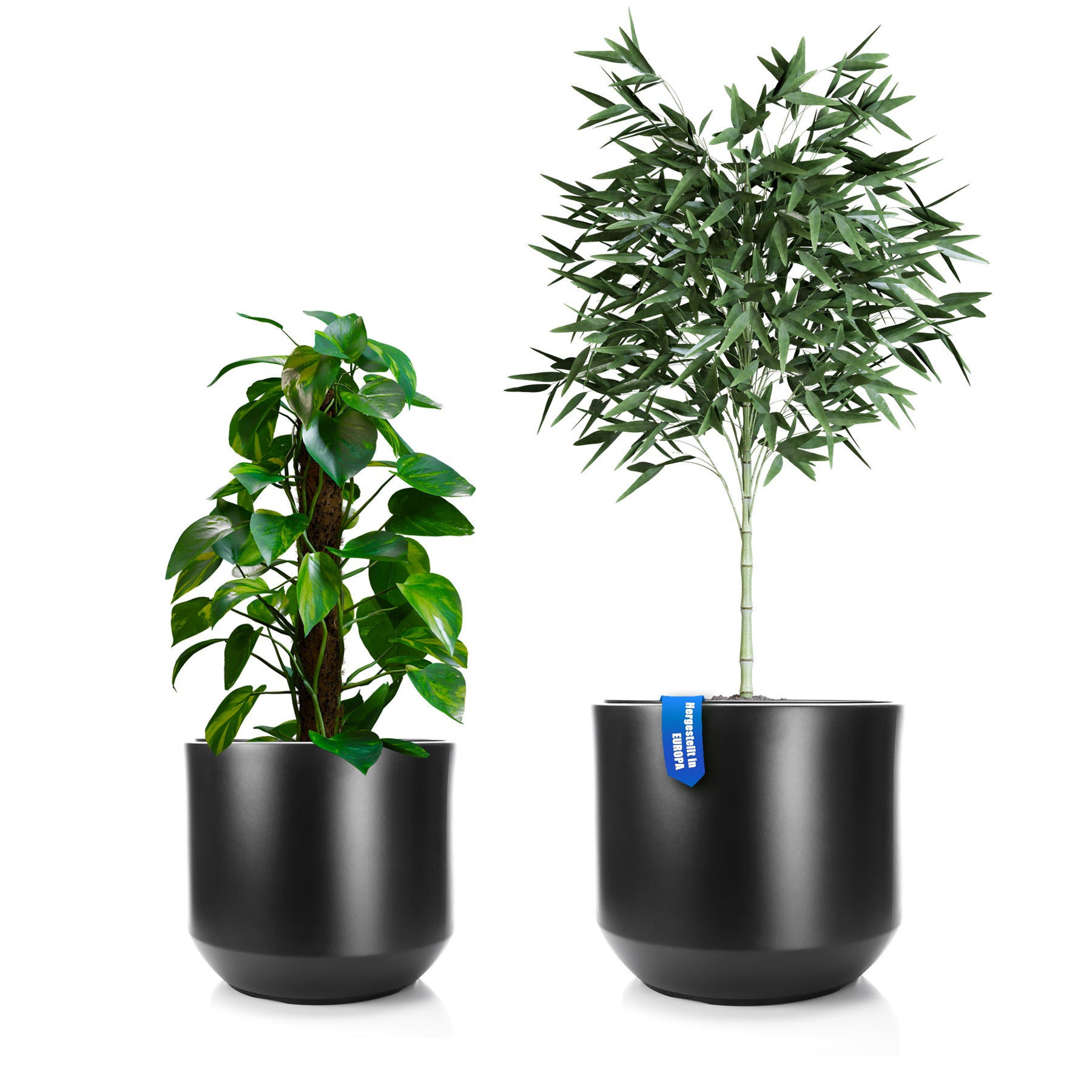 2er Set Blumentopf ø 40 + 46 cm anthrazit mit herausnehmbaren Innentopf - Pflanzkübel