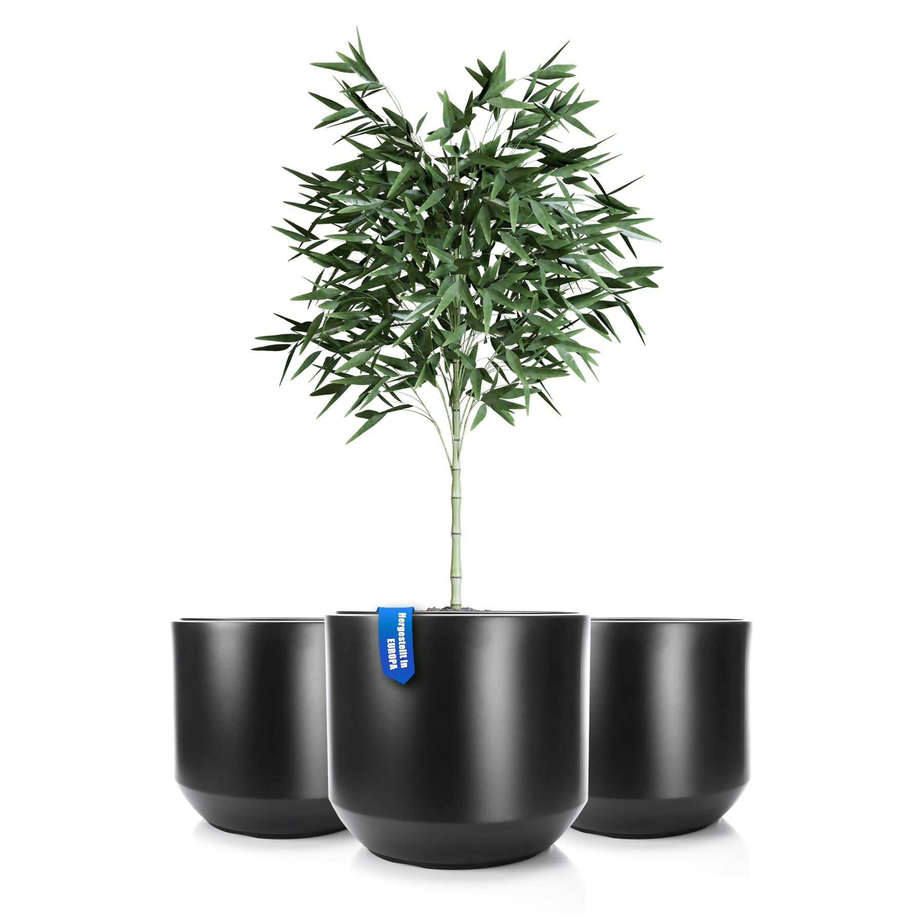 3x Blumentopf ø 46 cm anthrazit mit herausnehmbaren Innentopf - wetterfester Pflanzkübel