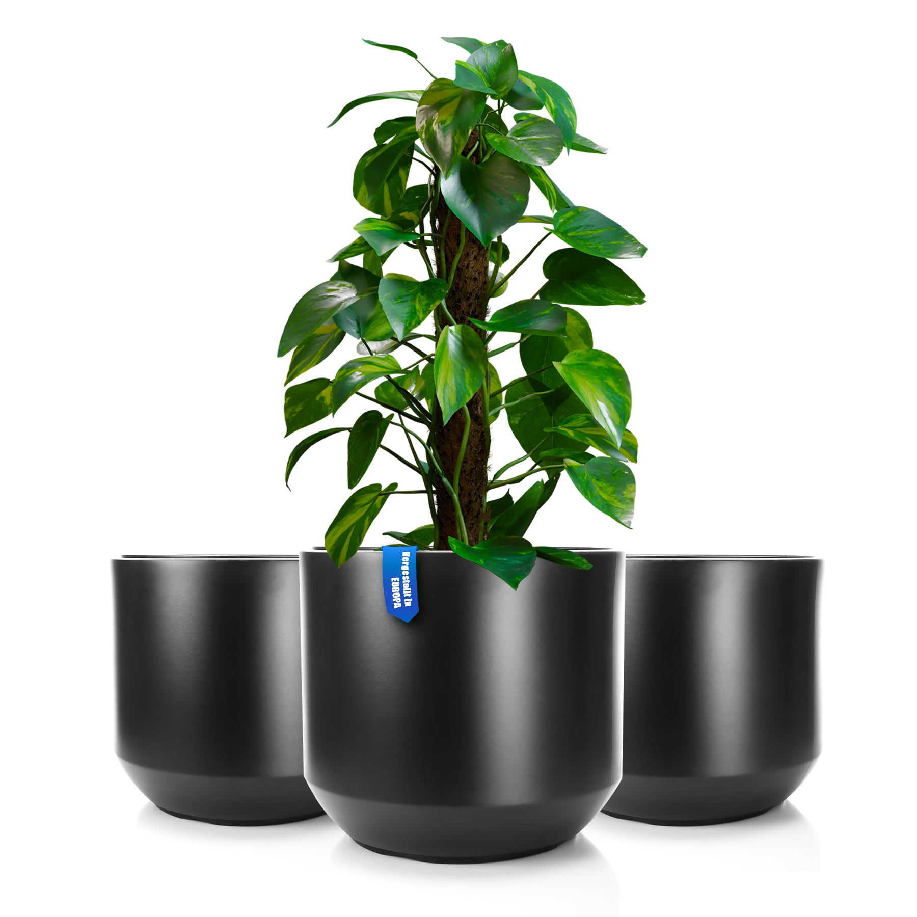 3x Blumentopf ø 40 cm anthrazit mit herausnehmbaren Innentopf - wetterfester Pflanzkübel