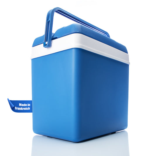 Kühlbox 24 Liter mit Schnellverschluss blau weiß - Bis zu 11 Std. Kühlung - Thermobox aus Kunststoff 1
