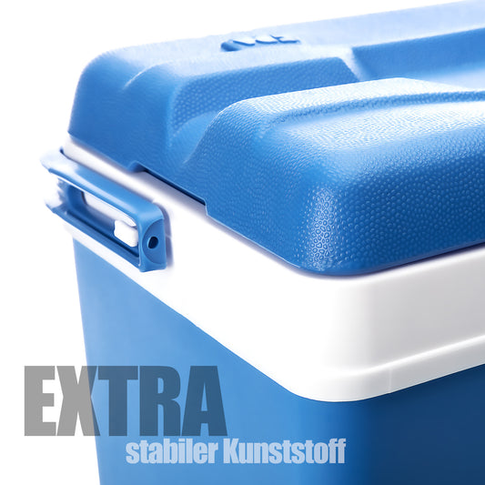 Kühlbox 24 Liter mit Schnellverschluss blau weiß - Bis zu 11 Std. Kühlung - Thermobox aus Kunststoff 2
