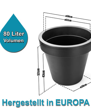 Blumentopf XXL ø60 cm classic anthrazit mit 360 Grad Rollen verschließbarer Wasserablauf 6