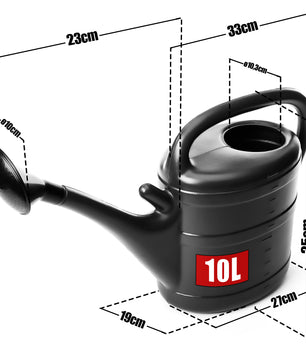 Gießkanne 10 Liter anthrazit mit abnehmbarer Brause für Haus & Garten + Brausehalterung 6