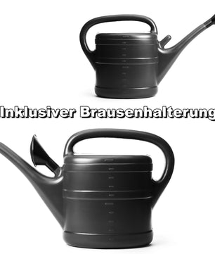 3x Gießkanne 10 Liter anthrazit mit abnehmbarer Brause für Haus & Garten + Brausehalterung 5