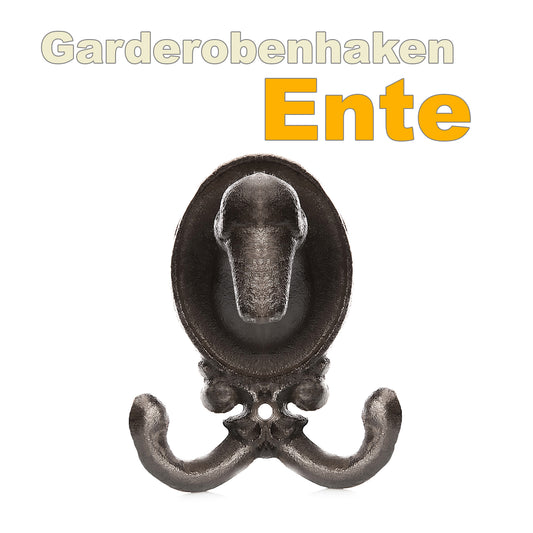 BigDean 2 Stück Garderobenhaken Ente aus robusten Gusseisen anthrazit (BxH) 8,5x10cm 2