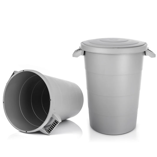 BigDean 2X wetterfeste Universaltonne mit Deckel und 2 stabilen Tragegriffen 80 Liter GRAU - Regentonne Mülleimer - Indoor und Outdoor geeignet - Made in Europe image 1