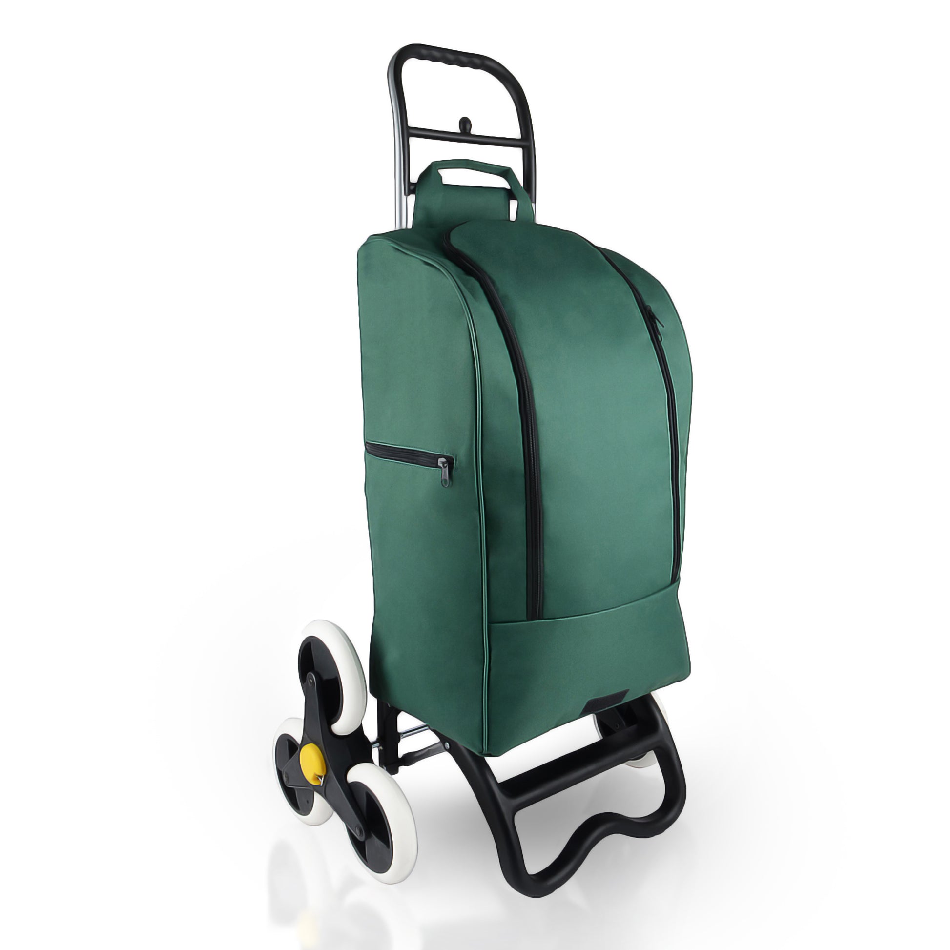 E BigDean Einkaufstrolley mit Treppensteiger-Funktion, Kühlfach & 6 großen Rädern - 40L faltbar grün - Einkaufswagen Einkaufsroller Kühltasche Einkaufstasche Treppensteiger