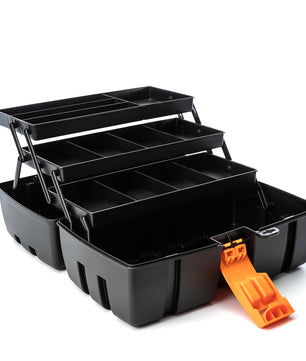 Werkzeugkiste groß mit 3 Laden Werkzeugkoffer leer 36x20x20 cm auch als Angelbox geeignet