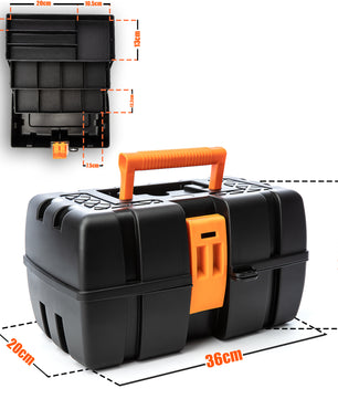 Werkzeugkiste groß mit 3 Laden Werkzeugkoffer leer 36x20x20 cm auch als Angelbox geeignet 6
