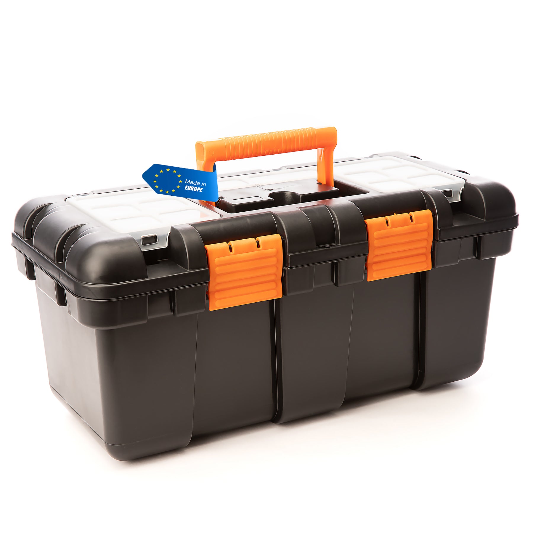 BigDean Werkzeugkoffer leer - 51x25x23cm - aus schlagfestem Kunststoff - Werkzeugkiste mit Innenablage - auch als Angelbox geeignet - Werkzeugkasten für Heim- & Handwerker - Made in EU 1