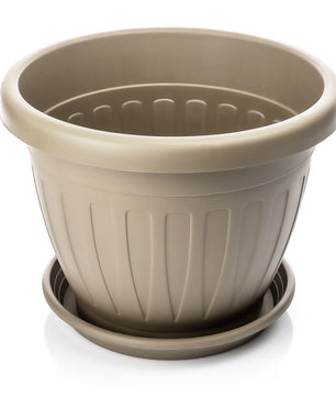 3x Blumentopf mit Untersetzer rund ø40xH31 cm Mokka/braun - wetterfester Pflanzkübel - Wasse 4