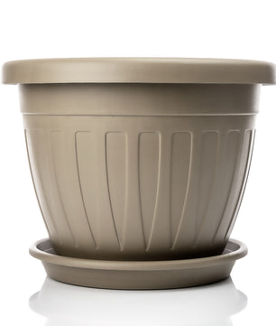 6x Blumentopf mit Untersetzer rund ø50xH38 cm Mokka/braun - wetterfester Pflanzkübel 2
