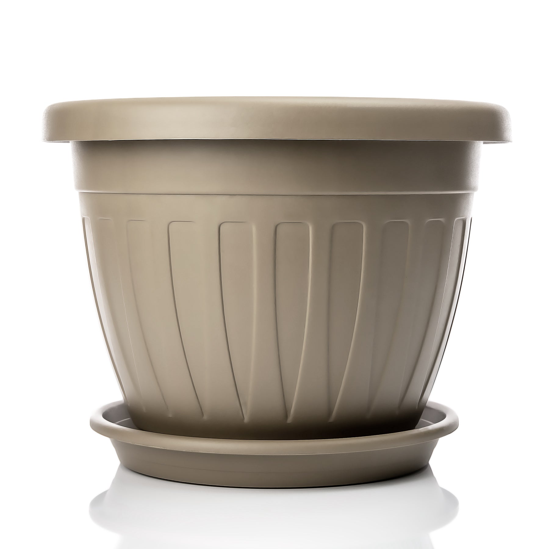 6x Blumentopf mit Untersetzer rund ø50xH38 cm Mokka/braun - wetterfester Pflanzkübel 2