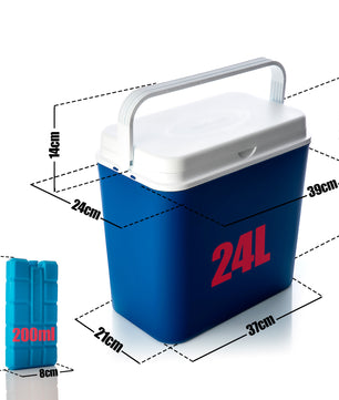 Kühlbox 24 Liter blau/weiß inkl. 6 Kühlakkus - Bis zu 14 Std. Kühlung - Kühltasche für unterwegs 5