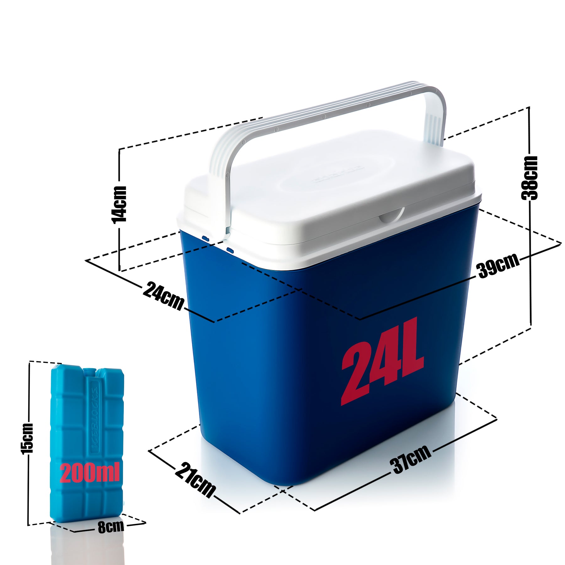 Kühlbox 24 Liter blau/weiß inkl. 6 Kühlakkus - Bis zu 14 Std. Kühlung - Kühltasche für unterwegs 5