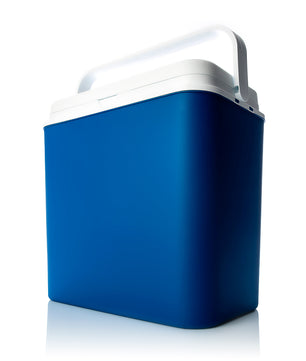 Kühlbox 24 Liter blau/weiß - Isolierbox mit bis zu 14 Std. Kühlung - Kühltasche für unterwegs