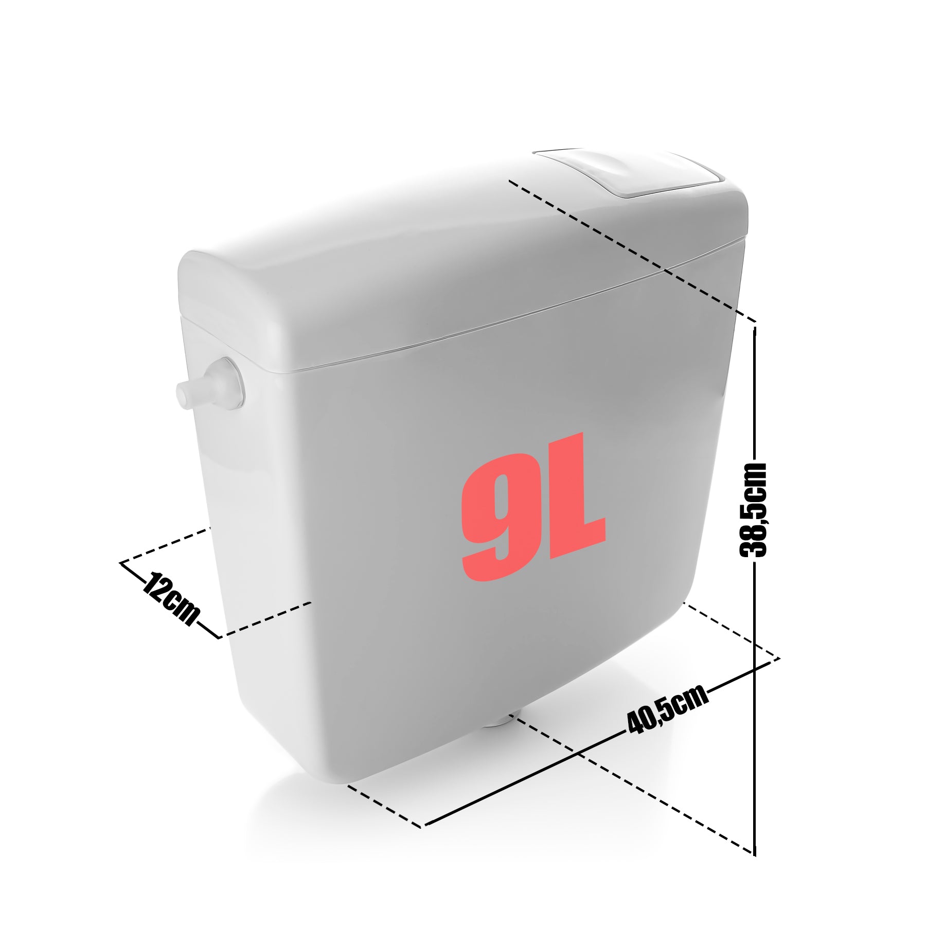 Aufputz Spülkasten für WC Toiletten Weiß 6 - 9 Liter Spartaste 4