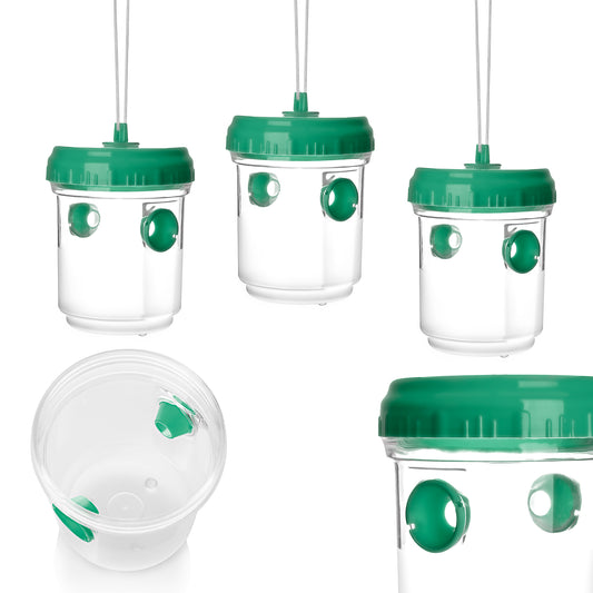 BigDean 3er Set Wespenfallen für draußen in Grün 9x13cm - Lebend Fallen zum Aufhängen gegen Wespen, Bienen, Hornissen - Hornissenfalle Bienenfalle Fliegenfalle - für natürlichen Lockstoff image 1