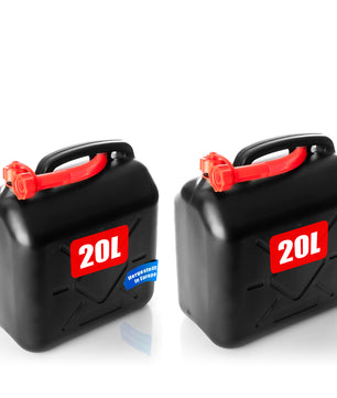 2x Benzinkanister 20L mit flexiblem Ausgießer - Kraftstoffkanister für Benzin & Diesel - han