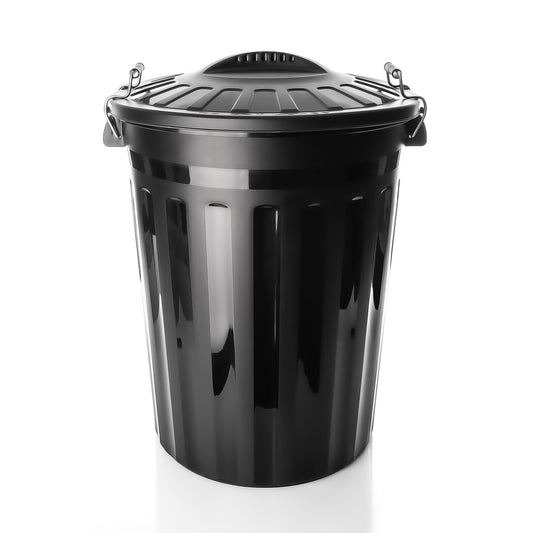 BigDean wetterfeste Universaltonne mit Deckel Schwarz und 2 Tragegriffen + Clip Verschluss auch als Mülltonne – Regentonne und Futtertonne geeignet für Indoor + Outdoor geeignet - Made in Europe image 1