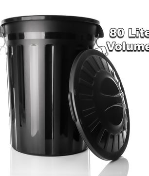 BigDean 2 Stück wetterfeste Universaltonne Schwarz mit Deckel und 2 Tragegriffen + Clip Verschluss – 2