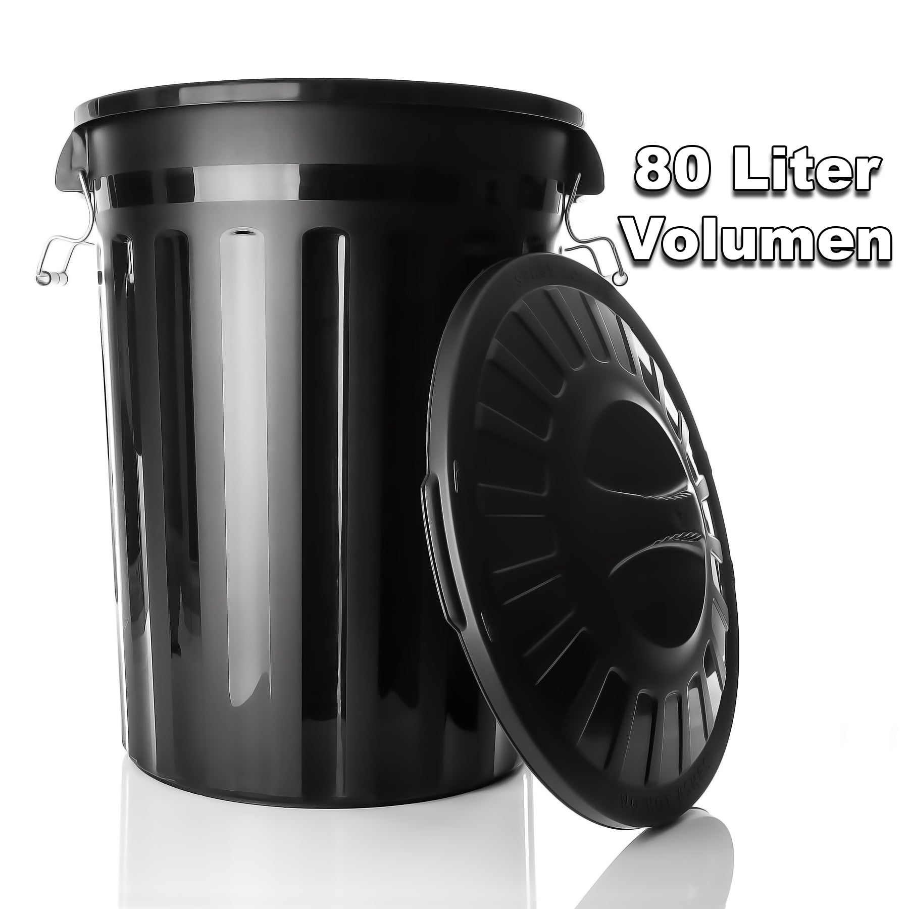 BigDean 2 Stück wetterfeste Universaltonne Schwarz mit Deckel und 2 Tragegriffen + Clip Verschluss – 2