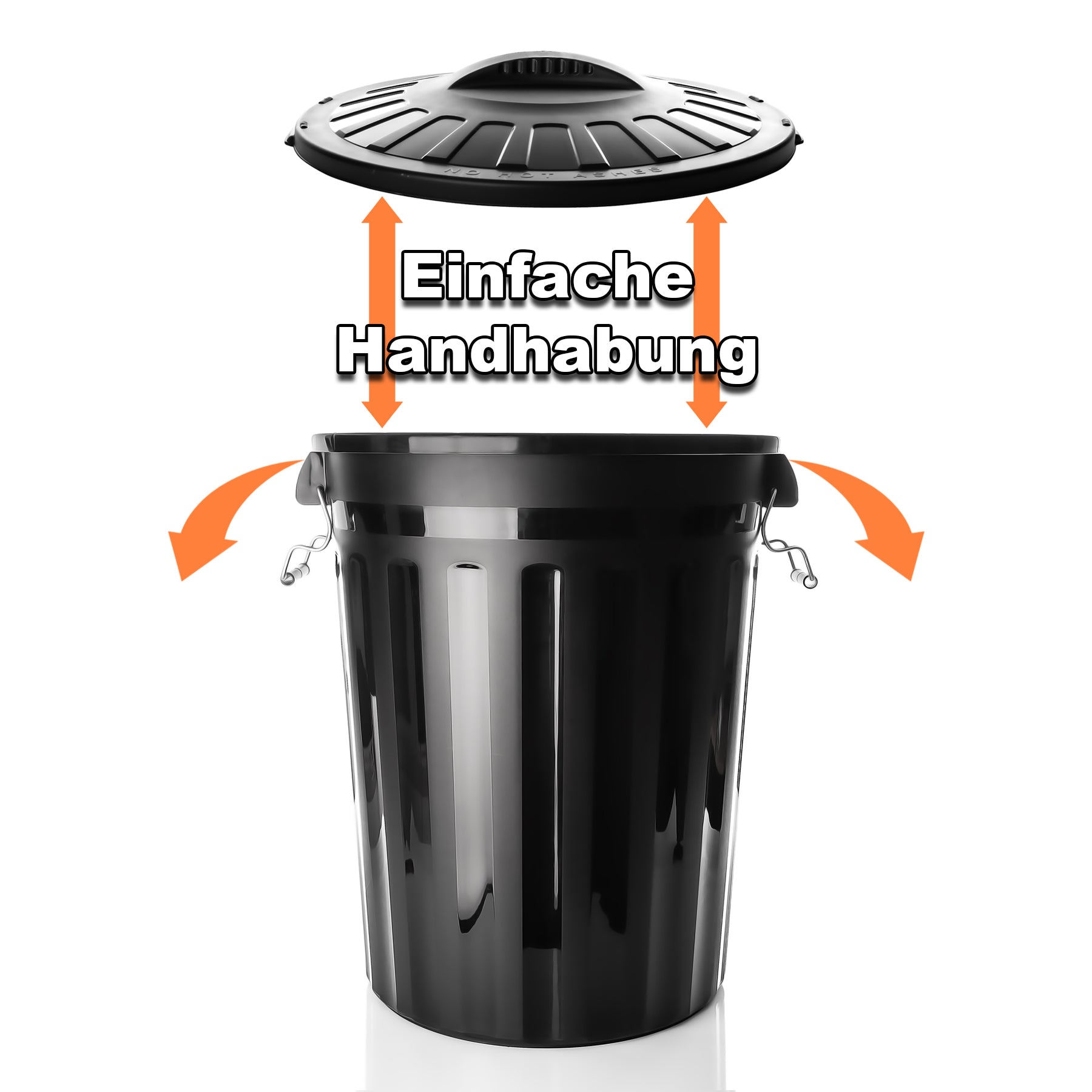 BigDean 2 Stück wetterfeste Universaltonne Schwarz mit Deckel und 2 Tragegriffen + Clip Verschluss – 5