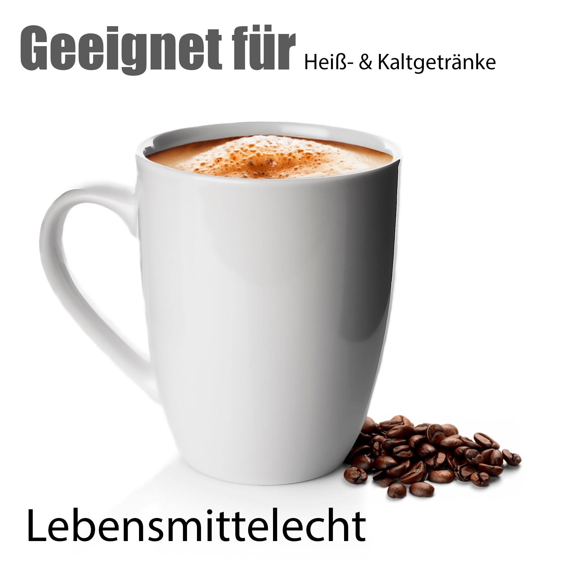6 Stück Kaffeebecher 300ml aus hochwertigem echtem Porzellan - Kaffeetasse weiß  2