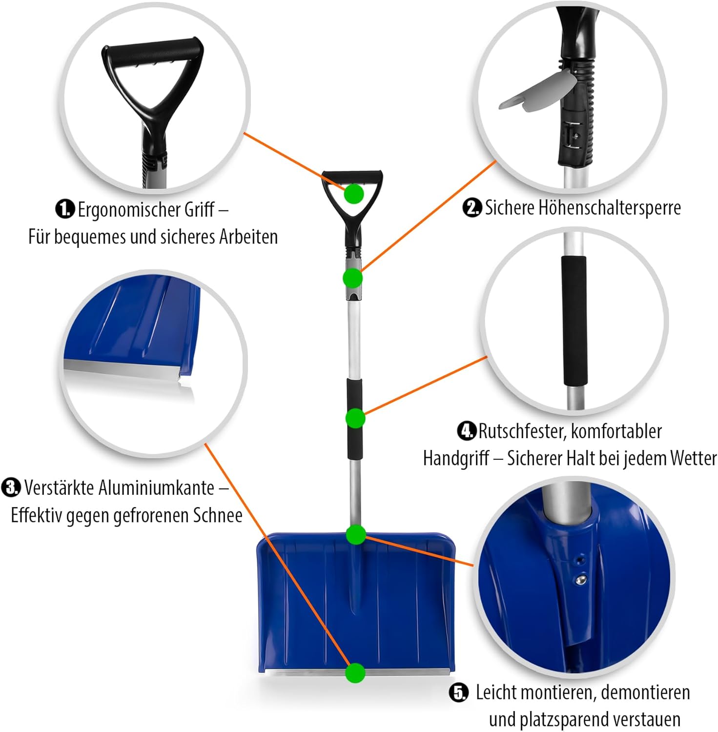 2 Stück Schneeschaufel mit Teleskopgriff – Schneeschieber Made in Europe