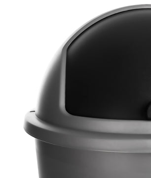 Abfalleimer grau 50 L mit schwarzem Schiebedeckel Ø 25cm x H 68cm – Mülleimer groß 5