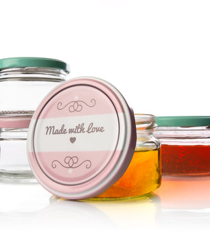 12er Set Einmachgläser mit Deckel in rosa und pastell-grün in made with love Stil - 250ml St 2