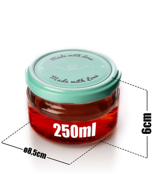 12er Set Einmachgläser mit Deckel in rosa und pastell-grün in made with love Stil - 250ml St 3