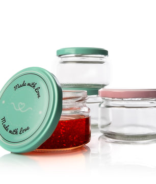 12er Set Einmachgläser mit Deckel in rosa und pastell-grün in made with love Stil - 250ml St 5