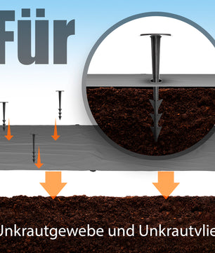 200x Erdnägel für Unkrautvlies mit 3 Widerhaken 12,5 cm 6