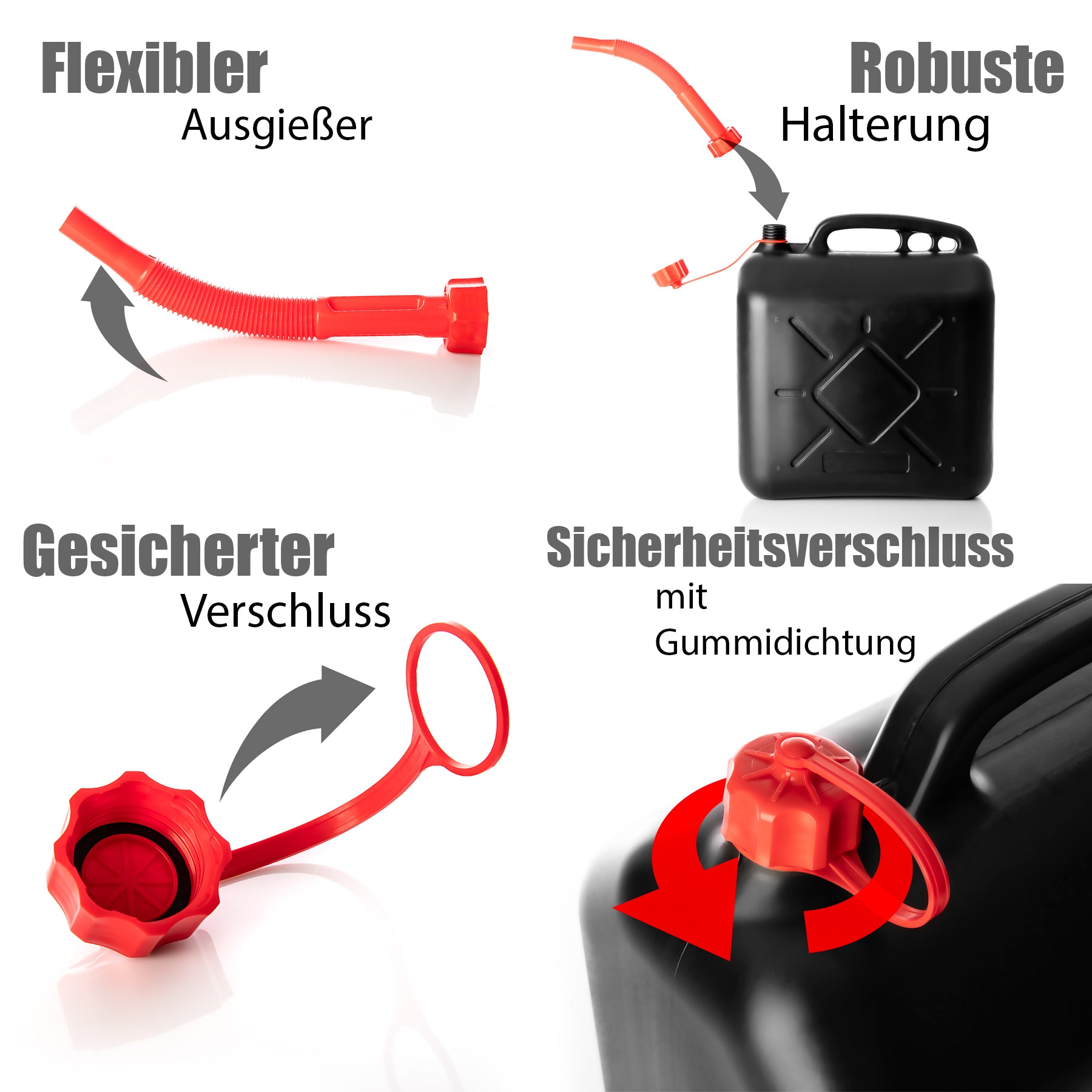 Benzinkanister 10L mit flexiblem Ausgießer - Kraftstoffkanister für Benzin & Diesel - UN-Zulassung  5