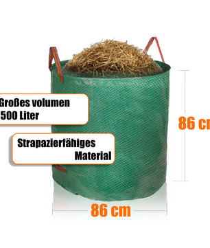 BigDean 2x 500L Laubsammler Gartenabfallsack– 150g/m² selbststehend 4 Griffe robust wasserdicht  3
