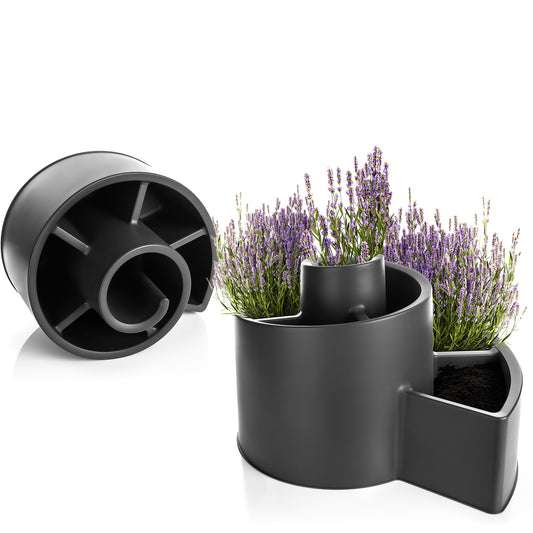 Kräuterspirale aus Kunststoff in Anthrazit BxH 54x34 cm – Kräuterschnecke - Blumentreppe