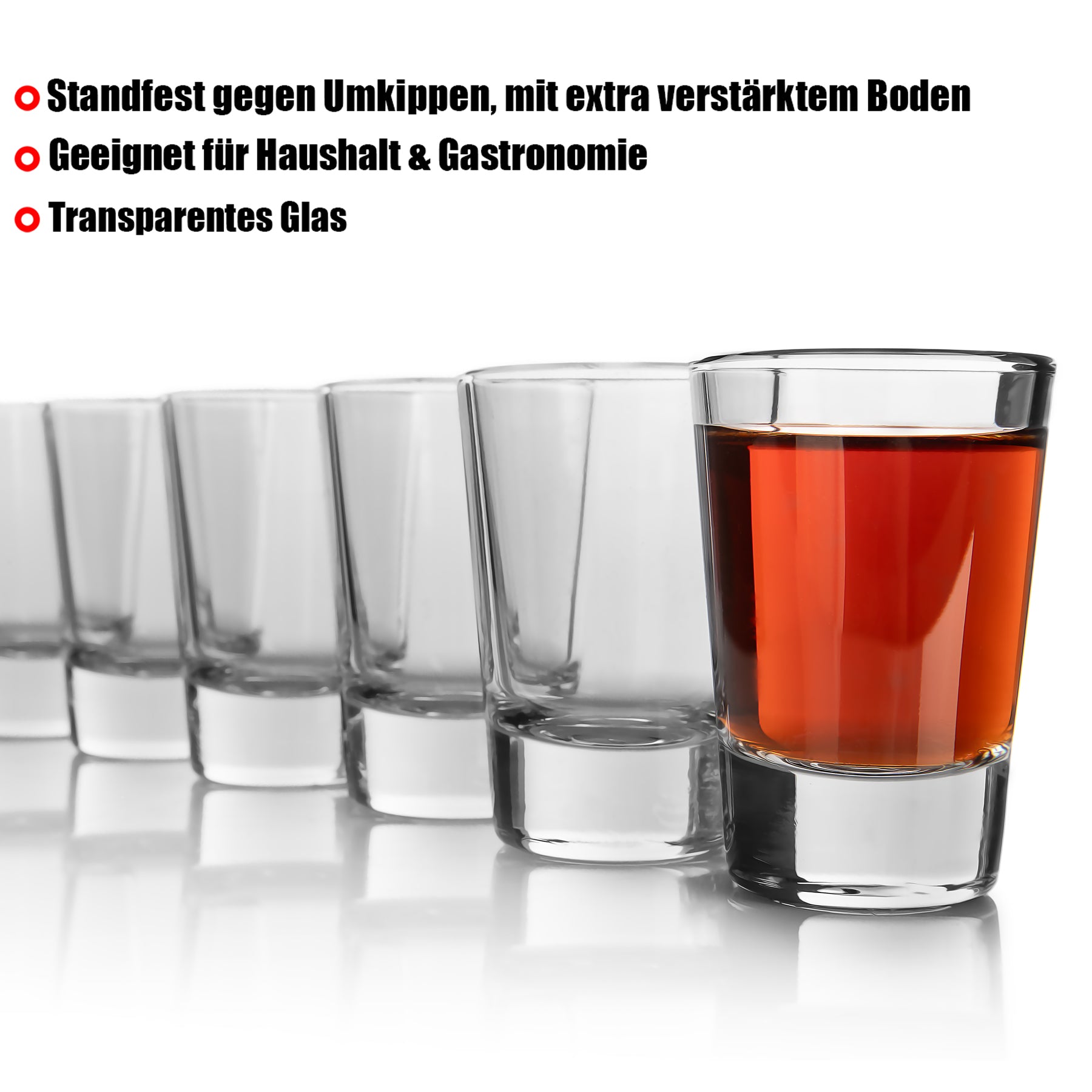 12 Schnapsgläser 6cl - standfeste Shotgläser aus Glas mit dickem Boden in Gastro Qualität 5