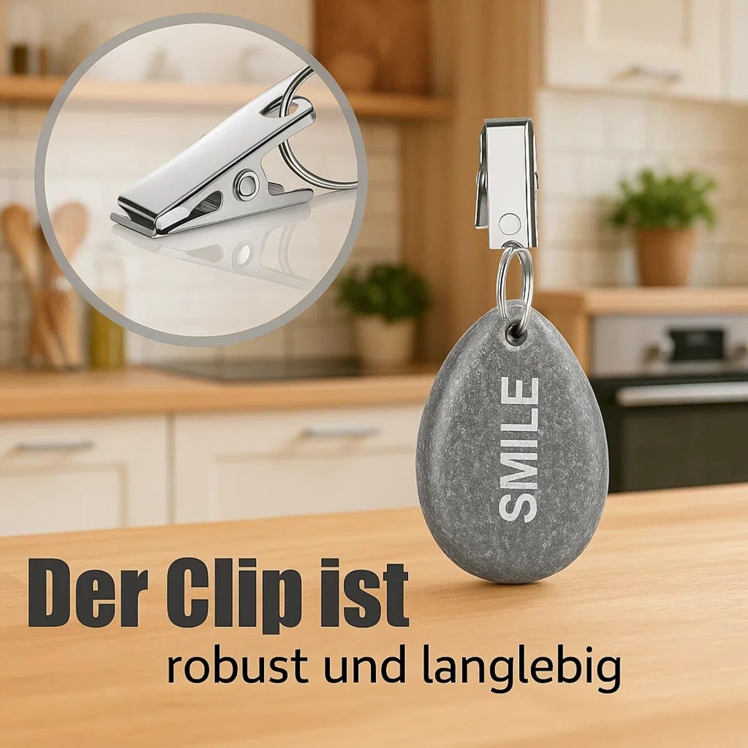 4er Set Tischdeckenbeschwerer aus Naturstein - Mit Stahlclip