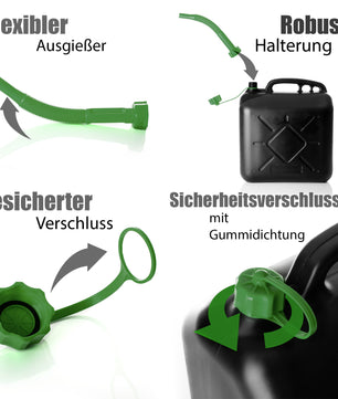 BigDean Benzinkanister 5L mit flexiblem Ausgießer - Kraftstoffkanister für Benzin & Diesel 5