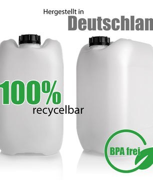 Wasserkanister 20L mit Auslaufhahn + Schraubdeckel naturweiß BPA frei lebensmittelecht UN-Zulassung 3