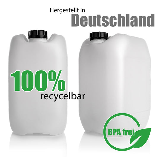 BigDean 2 Stück Wasserkanister 20L mit Auslaufhahn + Schraubdeckel - für Lebensmittel & Industrie - BPA frei lebensmittelecht stapelbar UN-Zulassung DIN 61 - tragbarer Wasserbehälter- Made in Germany image 2