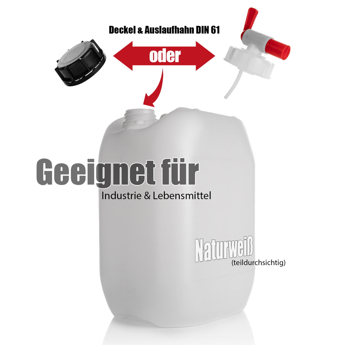BigDean 2 Stück Wasserkanister 20L mit Auslaufhahn + Schraubdeckel - für Lebensmittel & Industrie - BPA frei lebensmittelecht stapelbar UN-Zulassung DIN 61 - tragbarer Wasserbehälter- Made in Germany image 5