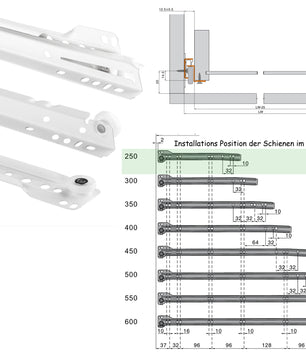BigDean 5 Paar Schubladenschienen 250mm - Schubladenauszug weiß - Schienen für Schubladen 2