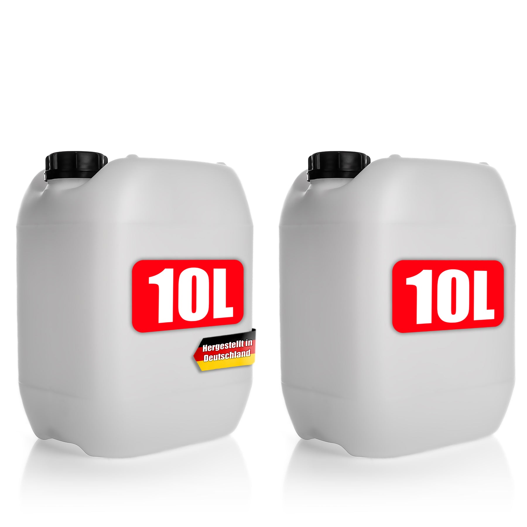 BigDean 2 Stück Wasserkanister 10L mit Schraubverschluss DIN 51 naturweiß - Lebensmittel & Industrie Zulassung - BPA frei lebensmittelecht stapelbar UN-Zulassung - tragbarer Wasserbehälter für Indoor & Outdoor - Made in Germany