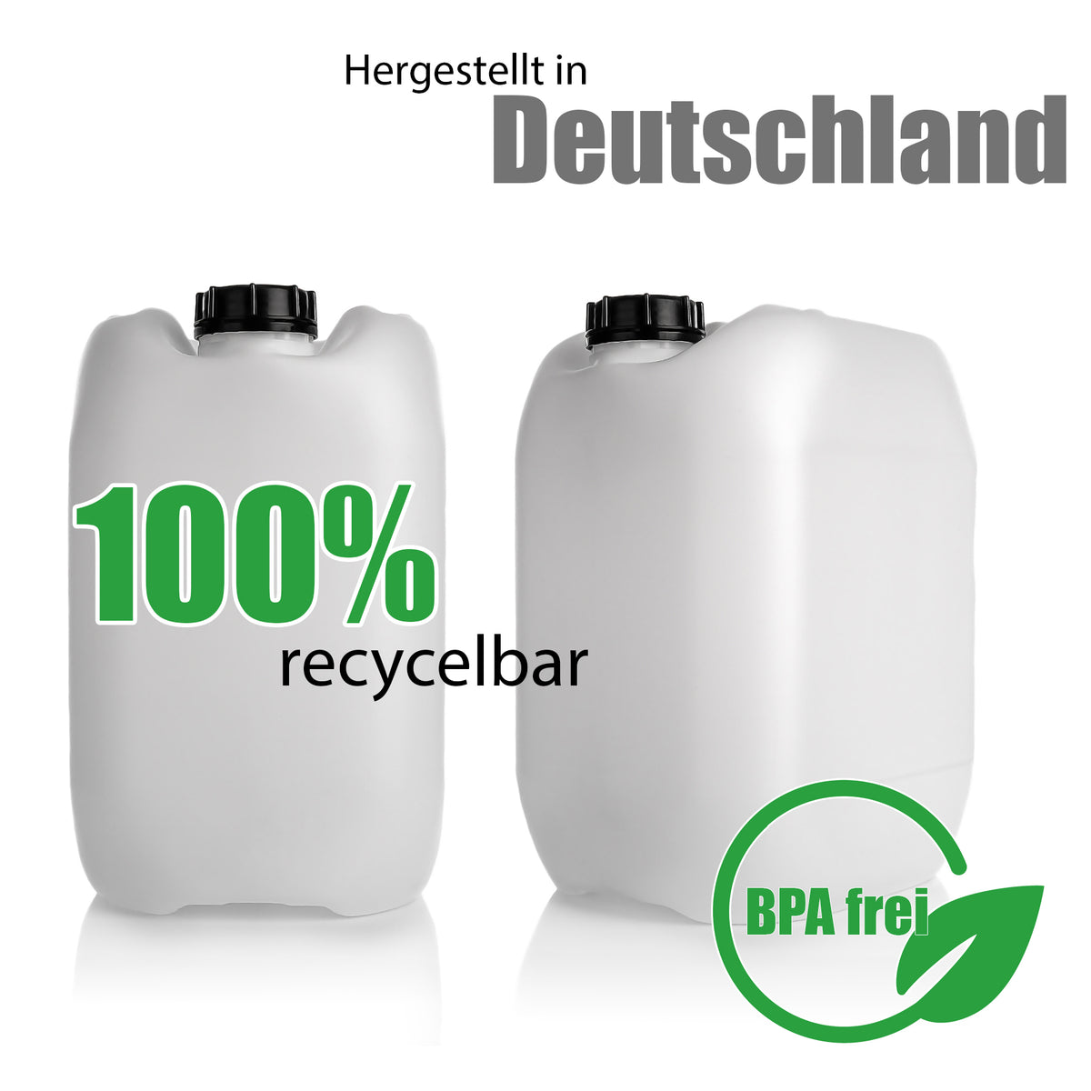BigDean 2 Stück Wasserkanister 10L mit Schraubverschluss DIN 51 naturweiß - Lebensmittel & Industrie Zulassung - BPA frei lebensmittelecht stapelbar UN-Zulassung - Made in Germany image 2