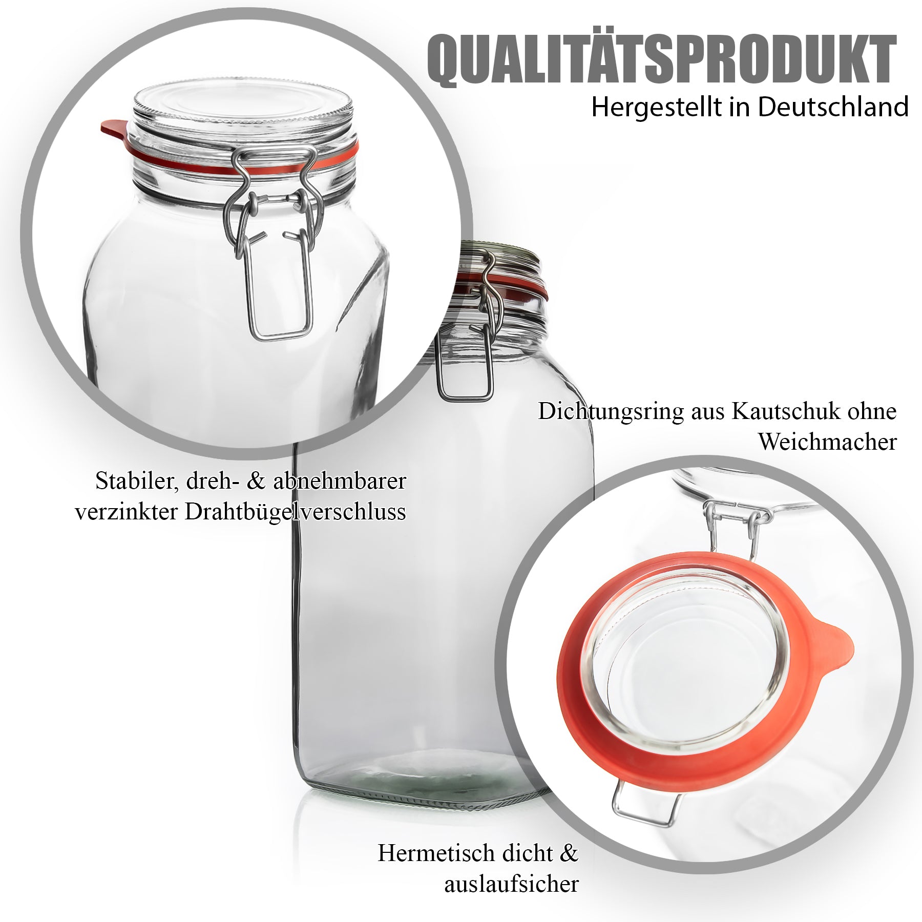 3x Vorratsgläser mit Bügelverschluss 2,5L luftdicht transparent Einmachgläser spülmaschinengeeignet 2